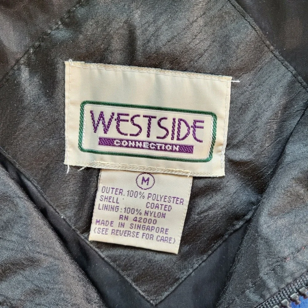 Westside Connection Vintage Colorblock Windbreaker Jacket Black Coral Blue Men M